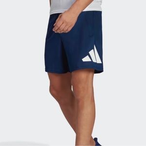 NWT Adidas train essentials logo training shorts with zip pockets - S 9” blue